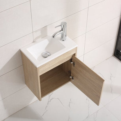 16'' New Modern Design Wooden Color Bathroom Vanity Cabinet with Undermount Resin Sink