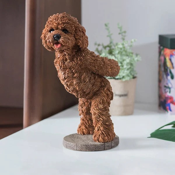 Modern Wine Rack Brown Resin Teddy Dog Decorative Countertop Wine Bottle Holder