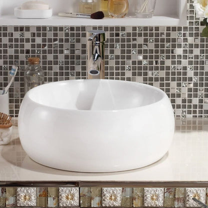 White Porcelain Ceramic Vanity Vessel Sink (Faucet and Pop Up Drain Not Included)