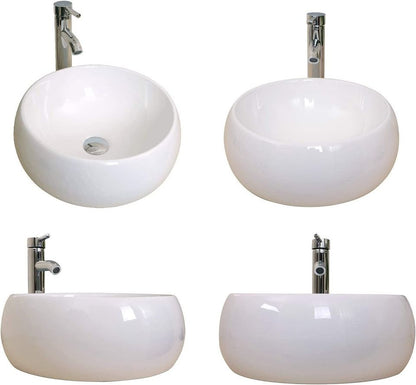 White Porcelain Ceramic Vanity Vessel Sink (Faucet and Pop Up Drain Not Included)