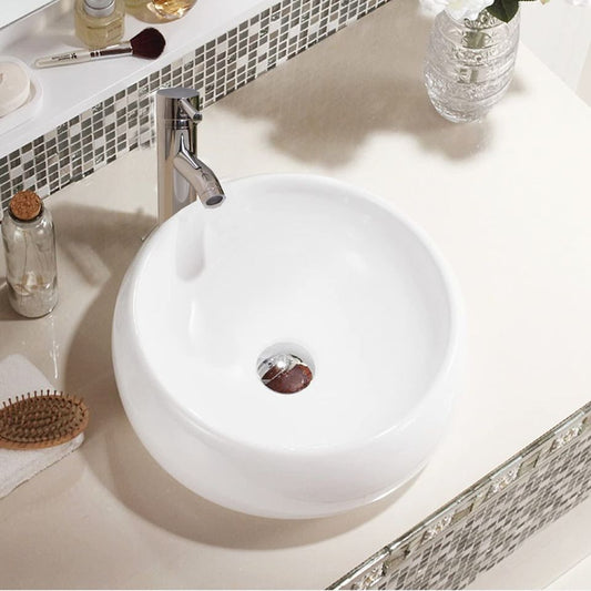 White Porcelain Ceramic Vanity Vessel Sink (Faucet and Pop Up Drain Not Included)