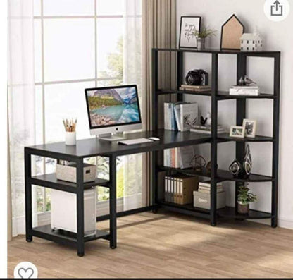 Modern Computer Desk with 5 Tier Storage Shelves