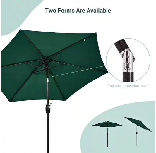 [New In Box] 7.5 ft Heavy-Duty Outdoor Patio Umbrella w/ Push Button Tilt, Easy Crank Lift in Green