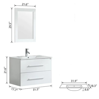 *On Sale* 32-in Wall Mount White Single Sink Bathroom Vanity with White Top