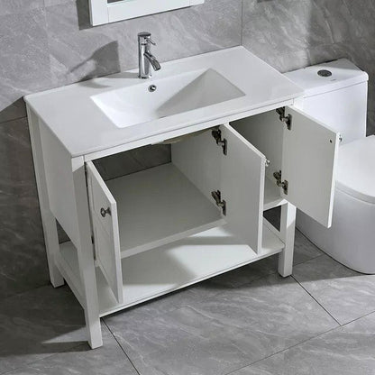 36" Bathroom Vanity Wood Bathroom Vanity with Mirror & Faucet