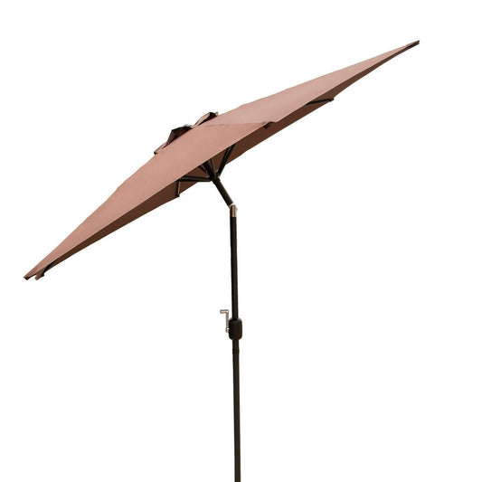 9FT Patio Umbrella Sun Shade Outdoor Beach Garden Market w/ Crank Tilt, Brown