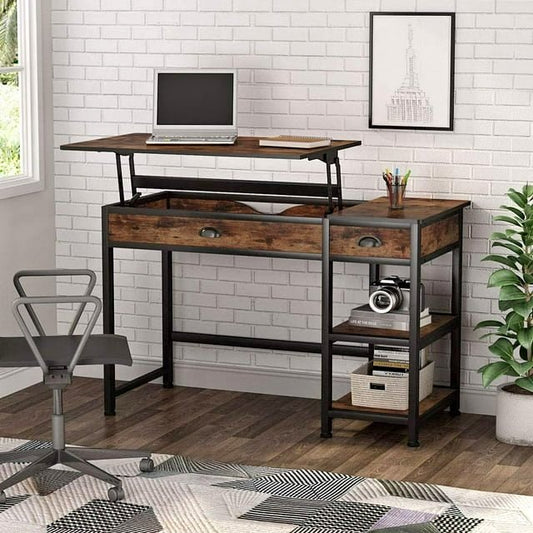 47" Lift Top Computer Desk with Drawers