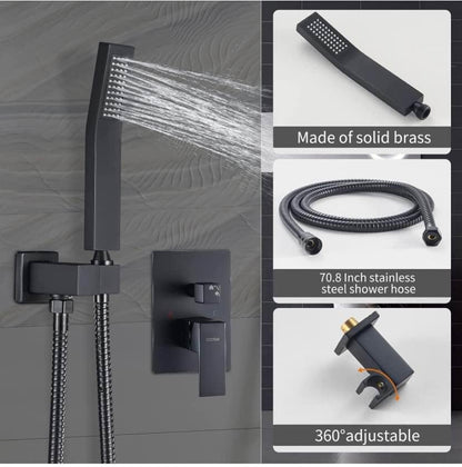 12 inch Matt Black Shower System with Handheld Shower