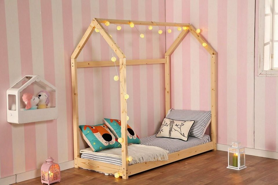 Twin Size House Bed Frame Premium Wood Children House Bed Frame