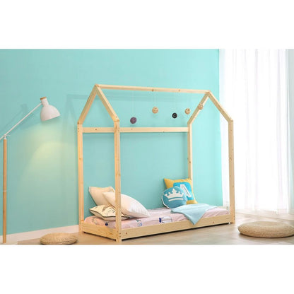 Children Toddler House Canopy Bed Frame with Mattress