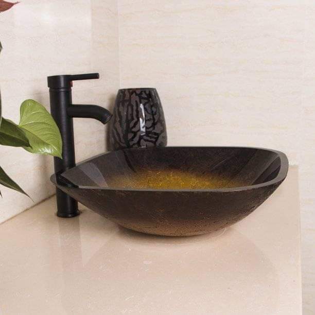 Square Bathroom Tempered Glass Bowl Vessel Sink (Pop-up Drain and Faucet Not Included)