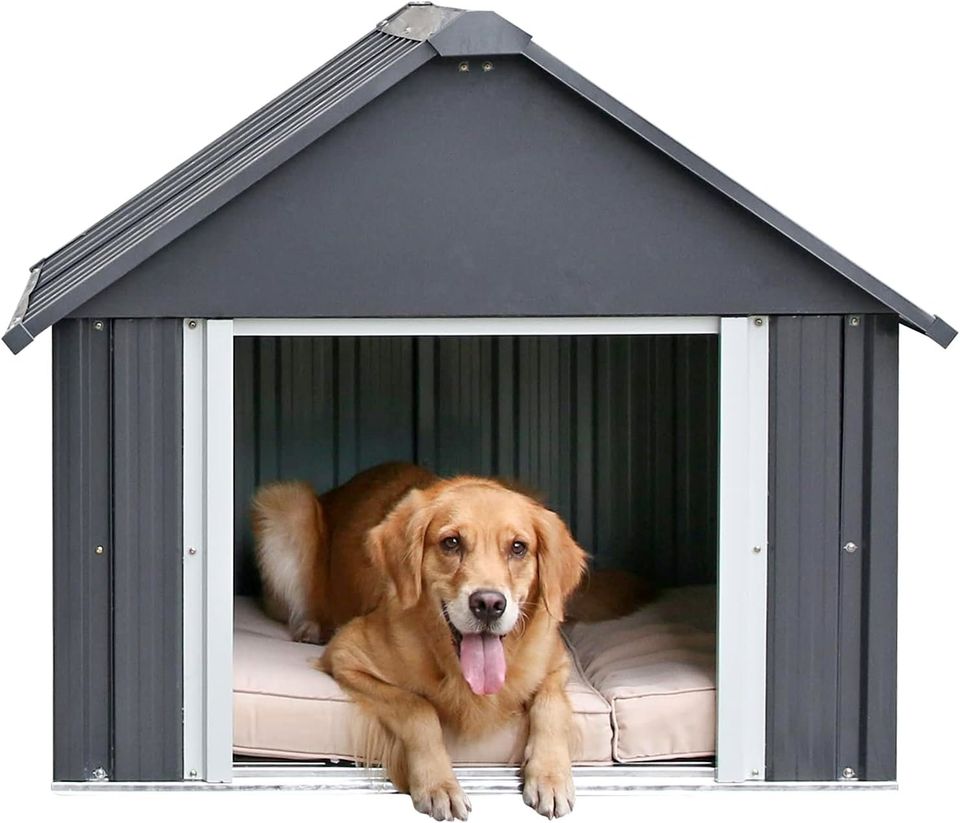 34"X38"X35" Doghouse for Medium Large Dogs, Weatherproof Puppy Shelter Sturdy and Long-Lasting