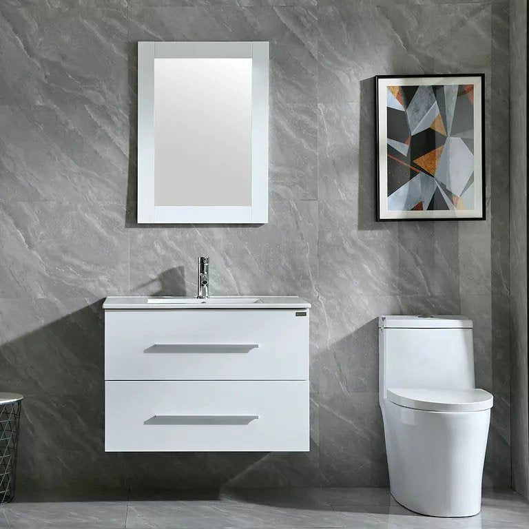 *On Sale* 32-in Wall Mount White Single Sink Bathroom Vanity with White Top