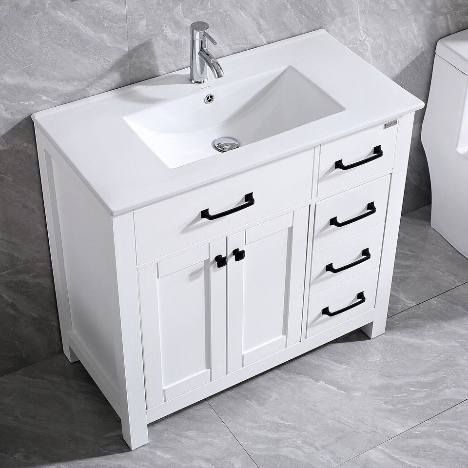 36" Single Bathroom Vanity Set & Mirror Free Standing