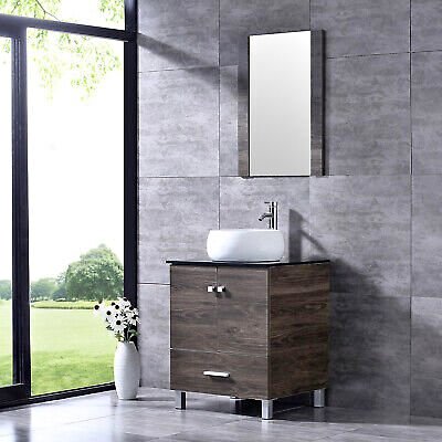 24" Modern Bathroom Vanity Wood Cabinet Modern Design with Mirror