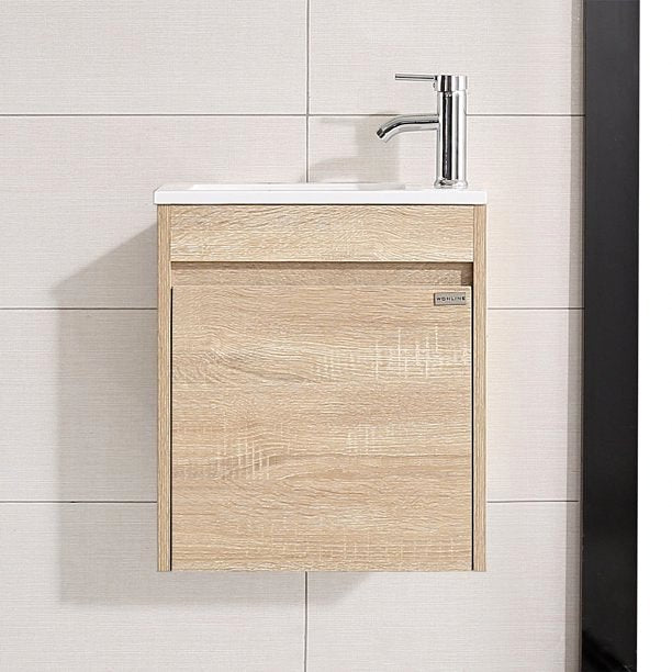 16'' New Modern Design Wooden Color Bathroom Vanity Cabinet with Undermount Resin Sink