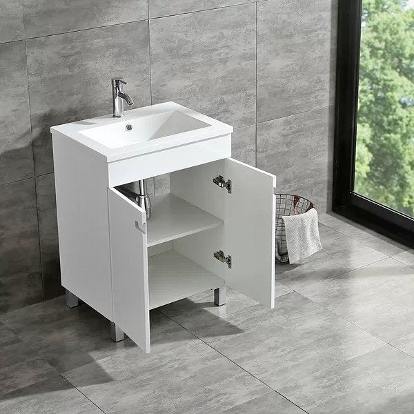 24 in Single Sink Bathroom Vanity in Black or White with Top