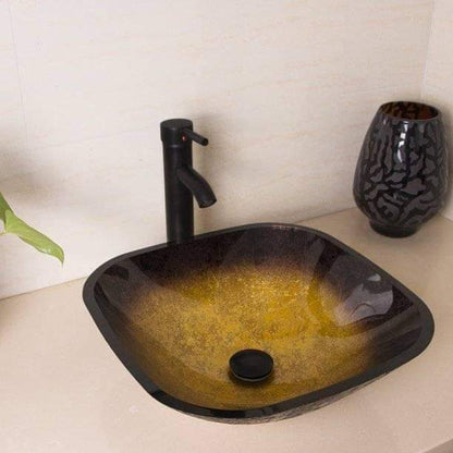 Square Bathroom Tempered Glass Bowl Vessel Sink (Pop-up Drain and Faucet Not Included)