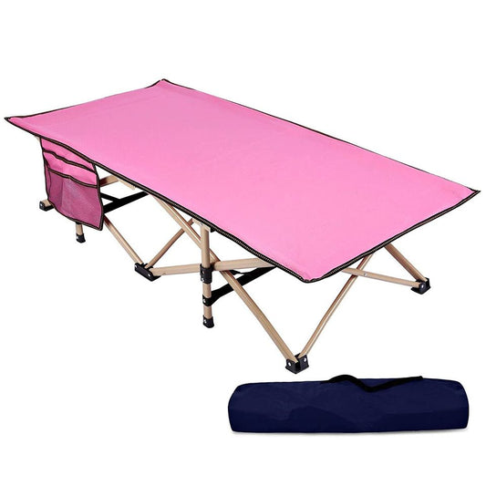 REDCAMP Folding Kids Cot for Sleeping, Portable Child Toddler Cot for Camping, Pink 53''x26''