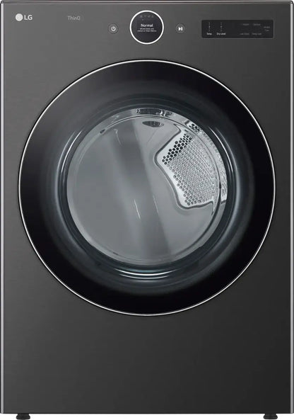 LG - 7.4 Cu. Ft. Stackable Smart Electric Dryer with TurboSteam - Black Steel