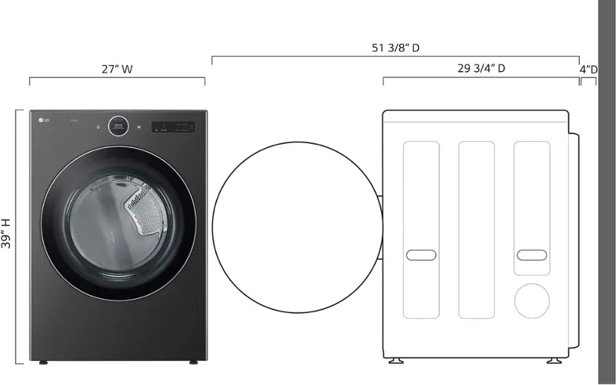 LG - 7.4 Cu. Ft. Stackable Smart Electric Dryer with TurboSteam - Black Steel