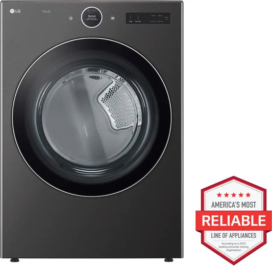 LG - 7.4 Cu. Ft. Stackable Smart Electric Dryer with TurboSteam - Black Steel