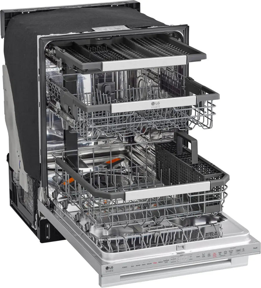 LG - STUDIO 24" Top Control Smart Built-In Stainless Steel Tub Dishwasher with 3rd Rack, QuadWash Pro and 40dBA