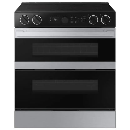 Samsung - 30 in. Bespoke 5-Burner Element Smart Slide-In Electric Range 6.3 cu. ft. Capacity with Flex Duo in Stainless Steel