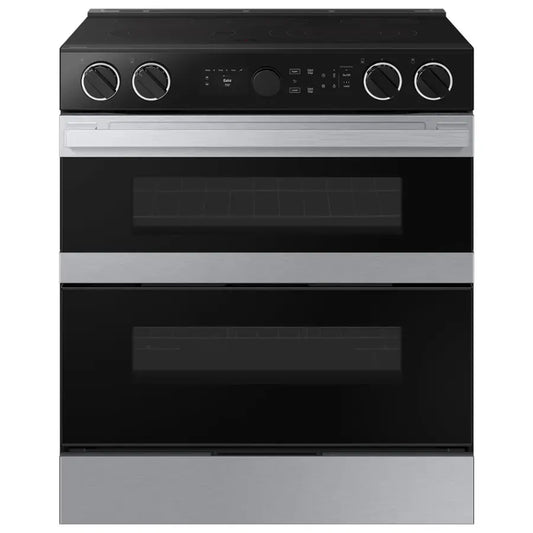 Samsung - 30 in. Bespoke 5-Burner Element Smart Slide-In Electric Range 6.3 cu. ft. Capacity with Flex Duo in Stainless Steel