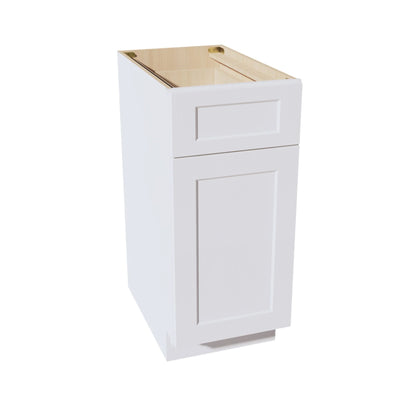15" 1 Drawer 1 Door Plywood Solid Wood Dovetailed Joint White  Kitchen Base Cabinet