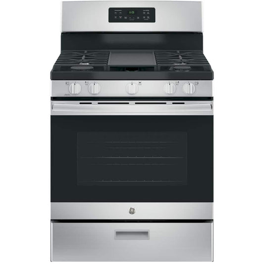 GE - 30 in. 5.0 cu. ft. Freestanding Gas Range in Stainless Steel with Griddle