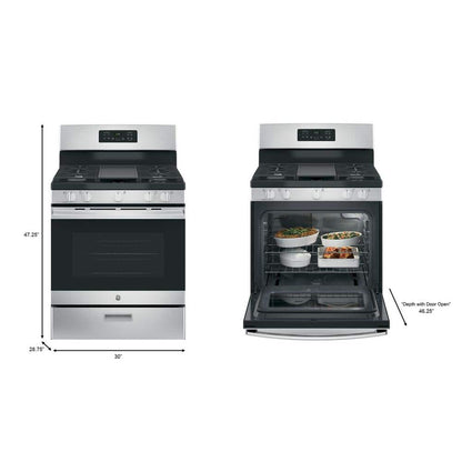 GE - 30 in. 5.0 cu. ft. Freestanding Gas Range in Stainless Steel with Griddle