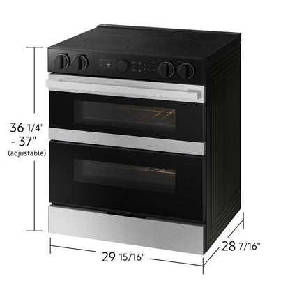 Samsung - 30 in. Bespoke 5-Burner Element Smart Slide-In Electric Range 6.3 cu. ft. Capacity with Flex Duo in Stainless Steel